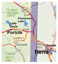 [Map of Lake Davis, in relation to Reno]